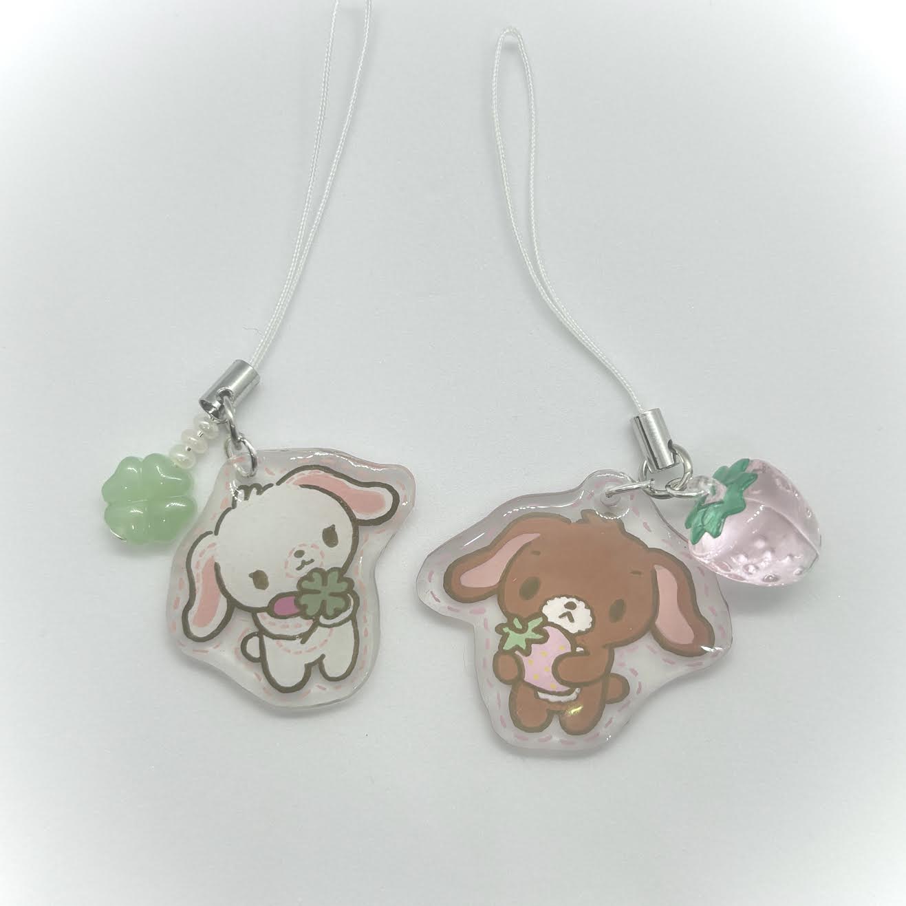 Sugarbunnies Clover & Strawberry Acrylic Charms